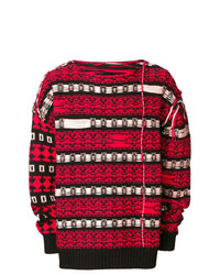 Мужской красный свитер с круглым вырезом с жаккардовым узором от Calvin Klein 205W39nyc