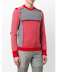 Мужской красный свитер с круглым вырезом с жаккардовым узором от Alexander McQueen