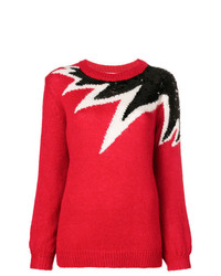 Женский красный свитер с круглым вырезом с принтом от Aniye By