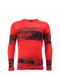 Мужской красный свитер с круглым вырезом с принтом от Avant Toi