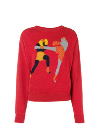 Женский красный свитер с круглым вырезом с принтом от Barrie