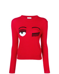 Женский красный свитер с круглым вырезом с принтом от Chiara Ferragni