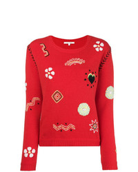 Женский красный свитер с круглым вырезом с принтом от Chinti & Parker