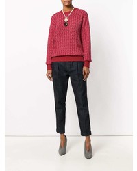 Женский красный свитер с круглым вырезом с принтом от Marni