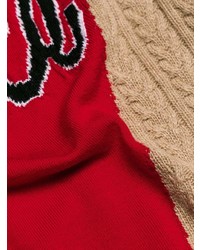 Мужской красный свитер с круглым вырезом с принтом от Versace