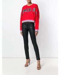 Женский красный свитер с круглым вырезом с принтом от Versace Jeans