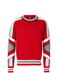 Мужской красный свитер с круглым вырезом с принтом от DSQUARED2