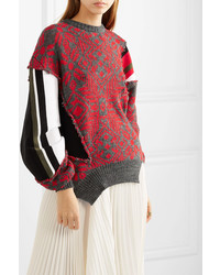 Женский красный свитер с круглым вырезом с принтом от Preen by Thornton Bregazzi