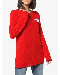 Женский красный свитер с круглым вырезом с принтом от Gucci