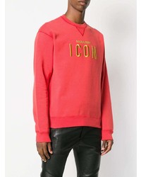 Мужской красный свитер с круглым вырезом с принтом от DSQUARED2