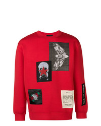 Мужской красный свитер с круглым вырезом с принтом от John Richmond