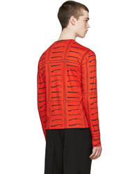 Мужской красный свитер с круглым вырезом с принтом от J.W.Anderson
