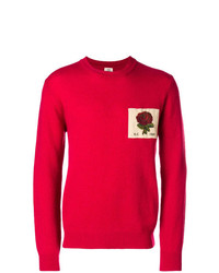 Мужской красный свитер с круглым вырезом с принтом от Kent & Curwen
