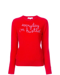 Женский красный свитер с круглым вырезом с принтом от Lingua Franca