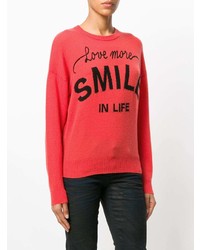 Женский красный свитер с круглым вырезом с принтом от Diesel