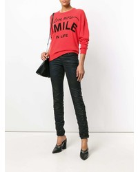 Женский красный свитер с круглым вырезом с принтом от Diesel