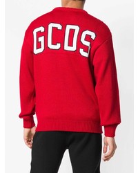 Мужской красный свитер с круглым вырезом с принтом от Gcds