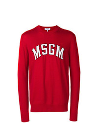 Мужской красный свитер с круглым вырезом с принтом от MSGM