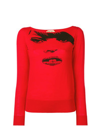 Женский красный свитер с круглым вырезом с принтом от N°21