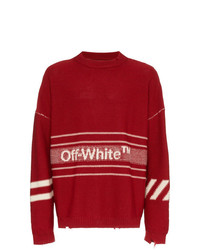 Мужской красный свитер с круглым вырезом с принтом от Off-White