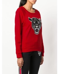 Женский красный свитер с круглым вырезом с принтом от Quantum Courage