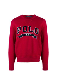 Мужской красный свитер с круглым вырезом с принтом от Polo Ralph Lauren