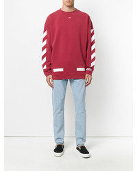 Мужской красный свитер с круглым вырезом с принтом от Off-White