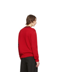 Мужской красный свитер с круглым вырезом с принтом от Alexander McQueen