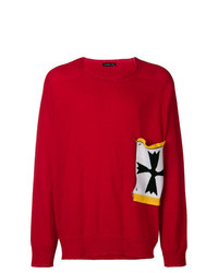Мужской красный свитер с круглым вырезом с принтом от Riccardo Comi