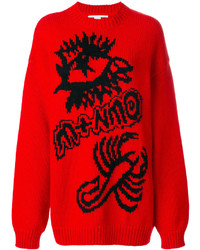 Мужской красный свитер с круглым вырезом с принтом от Stella McCartney