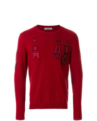 Мужской красный свитер с круглым вырезом с принтом от Valentino