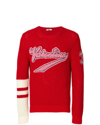 Мужской красный свитер с круглым вырезом с принтом от Valentino
