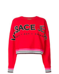 Женский красный свитер с круглым вырезом с принтом от Versace Jeans