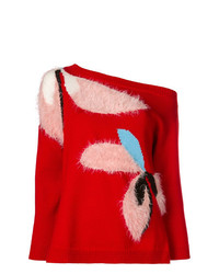 Женский красный свитер с круглым вырезом с цветочным принтом от DELPOZO