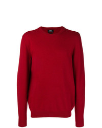 Мужской красный свитер с круглым вырезом от A.P.C.