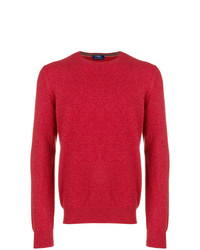 Мужской красный свитер с круглым вырезом от Barba