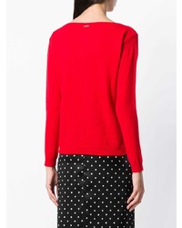 Женский красный свитер с круглым вырезом от Liu Jo