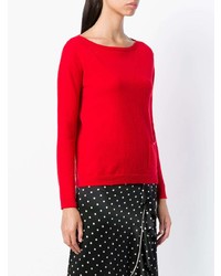 Женский красный свитер с круглым вырезом от Liu Jo