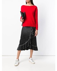 Женский красный свитер с круглым вырезом от Liu Jo