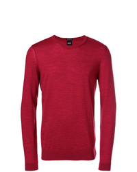 Мужской красный свитер с круглым вырезом от BOSS HUGO BOSS
