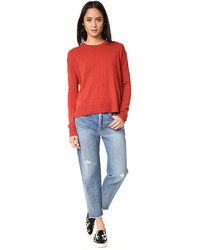 Женский красный свитер с круглым вырезом от Vince
