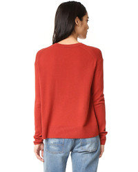 Женский красный свитер с круглым вырезом от Vince