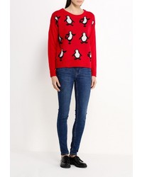 Женский красный свитер с круглым вырезом от Brave Soul