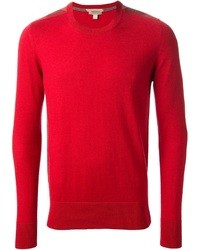 Мужской красный свитер с круглым вырезом от Burberry