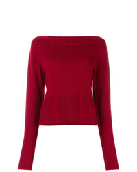 Женский красный свитер с круглым вырезом от Chloé
