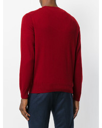 Мужской красный свитер с круглым вырезом от Cruciani