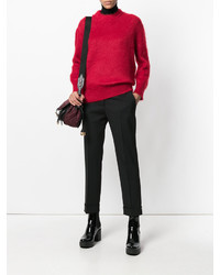 Женский красный свитер с круглым вырезом от Prada