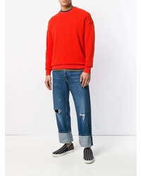 Мужской красный свитер с круглым вырезом от Roberto Collina
