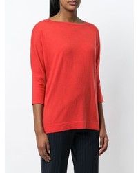 Женский красный свитер с круглым вырезом от Snobby Sheep