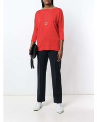 Женский красный свитер с круглым вырезом от Snobby Sheep